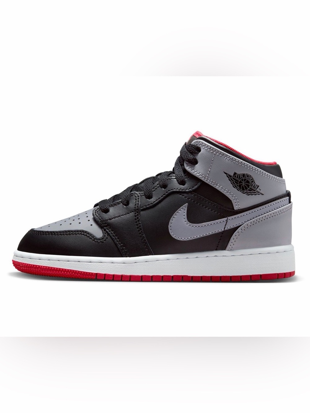 Nike Air Jordan 1 Mid GS Shadow Red Black Grey Sneakers 4.5Y